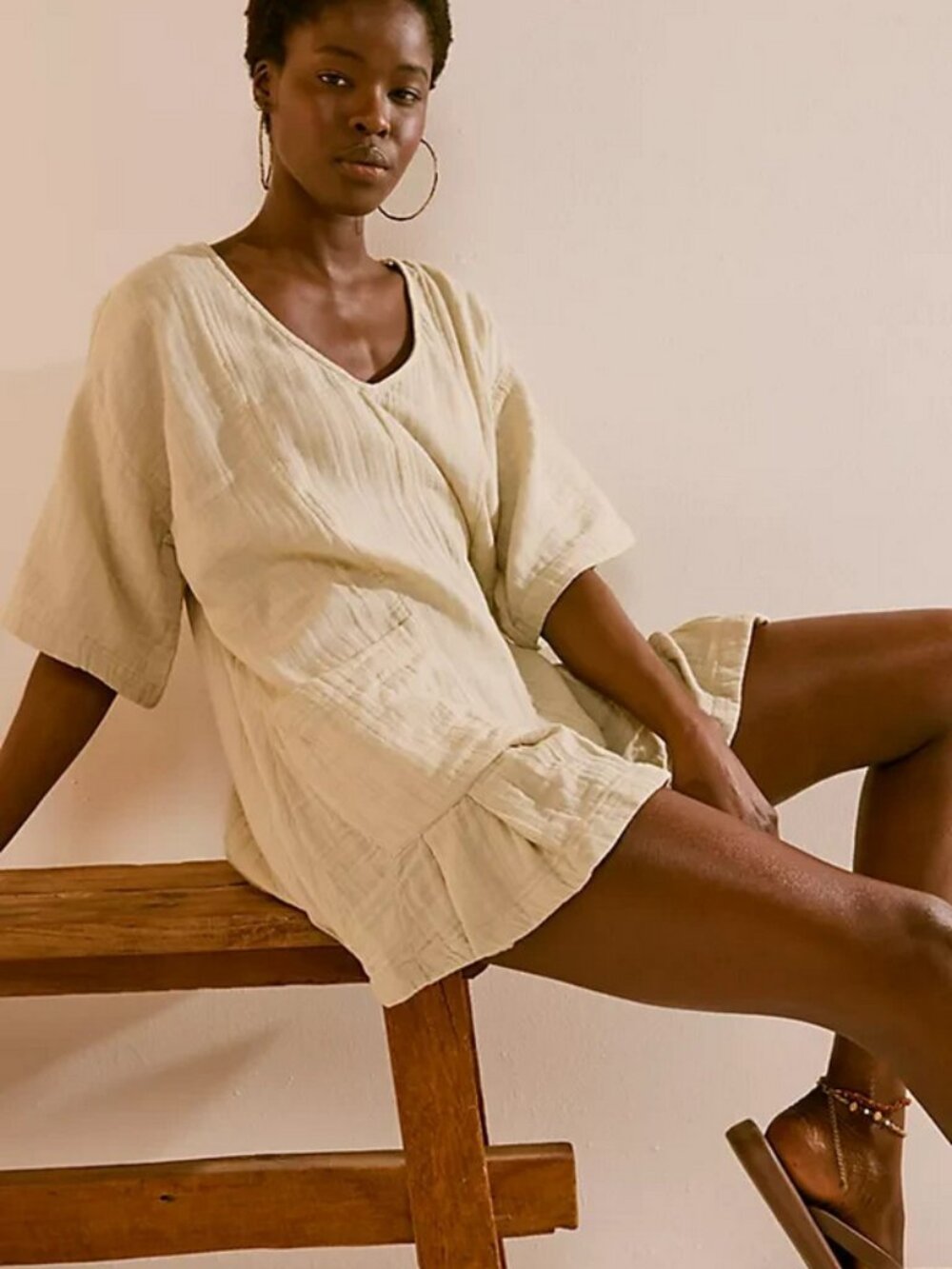 Free People Free-Est - So Lively Romper Agate Grey Draped Sleeves S